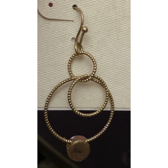 Vintage Black Canvas Longer Dangle Several Intertwined Circles Pierced Earrings - Picture 2 of 3